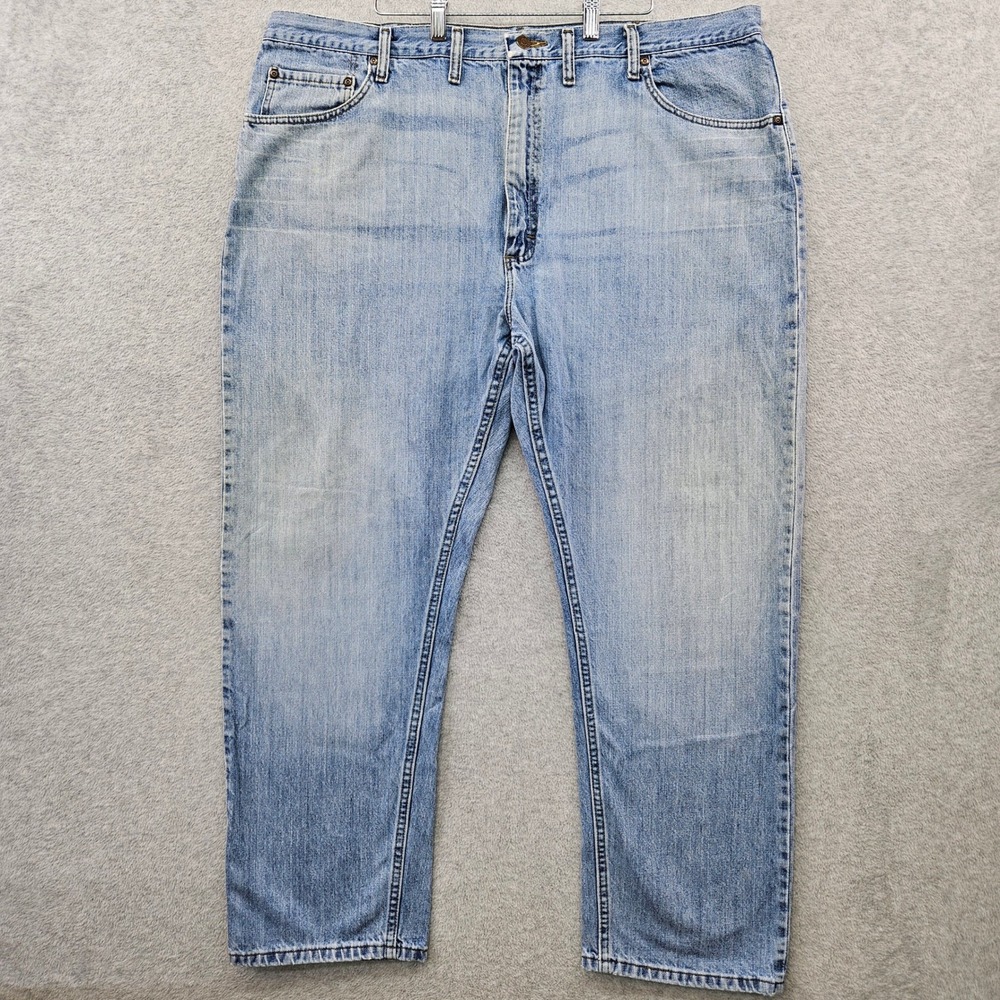 WRANGLER Americana RELAXED FIT Denim Jeans Mens 44x30 Light Wash 100% Cotton